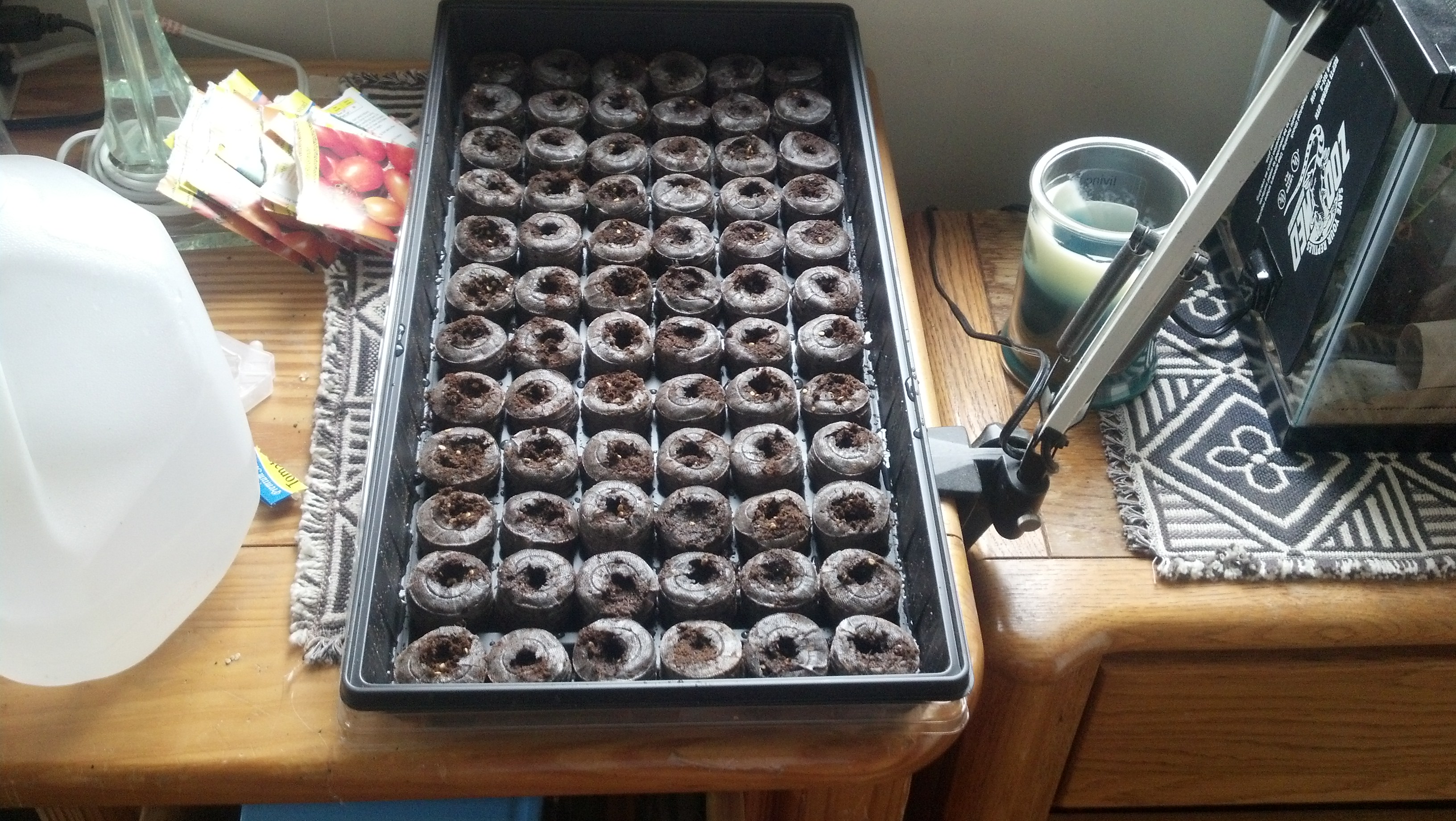 Here are all 72 pucks water and populated. With well over 100 seeds planted.